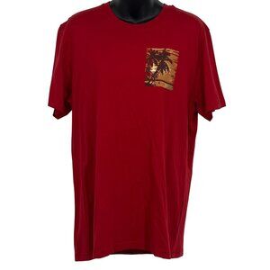 Crazy Shirts Mens Rugby Red Tee Short Pocket Palm Tree Graphic Size Medium M New